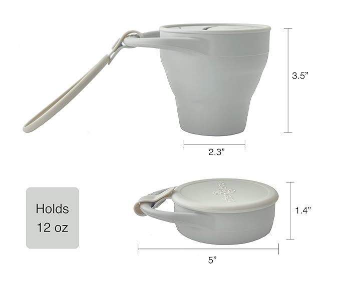 otterlove Collapsable Silicone Snack Container With Attachable Lid | 100% Pure LFGB Platinum Silicone with No Fillers | Snack Cup (2 Pack - Woodchuck & Sand)