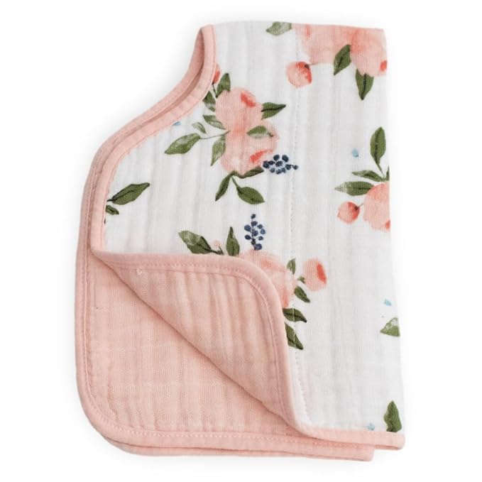 Muslin Burp Cloth with Watercolor Roses - New LU