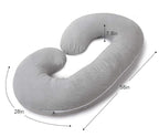 INSEN Pregnancy Pillow for Sleeping, Maternity Pillow with Jersey Cotton Cover,C Shaped Body Pillow for Pregnant Women(Grey Jersey)