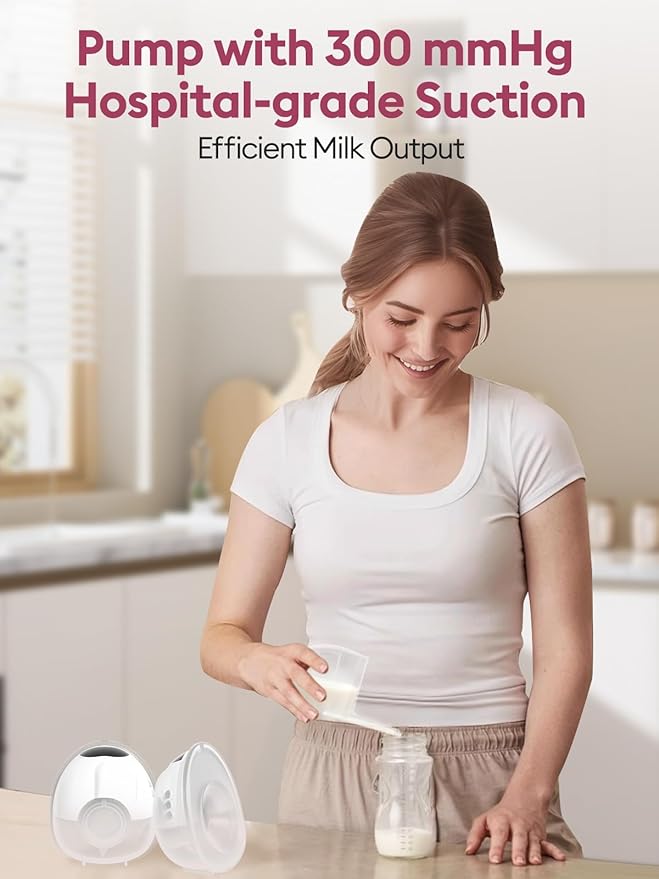 Lulia Breast Pump Hands Free, Wearable Breastfeeding Pump with 4 Mode and 9 Level, Strong Suction, Painless, Anti-Backflow, BPA Free, Portable Electric Breast Pumps with 17/19/21/24MM Flanges
