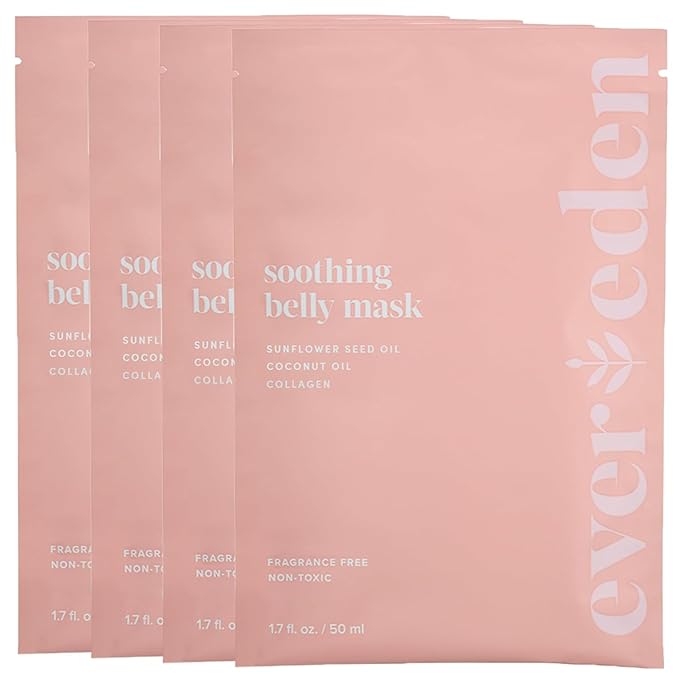 Evereden Soothing Belly Mask - 4 Belly Masks for Pregnant Women - One Size - Hydrating, Nourishing, & Soothing Pregnancy Skin Care Belly Masks - Clean & Vegan Pregnancy & Maternity Products