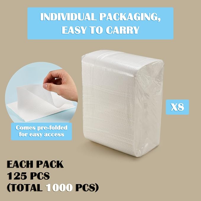 Mixweer 1000 Pcs Baby Disposable Changing Pads Quick Absorb Diaper Changing Table Pads Sanitary Liners Soft Waterproof for Baby Child Adult Pets Travel Change Stations (White)