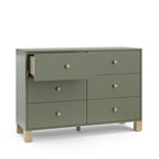 Storkcraft California 6-Drawer Double Dresser (Olive with Driftwood) - GREENGUARD Gold Certified, Interlocking Drawer System, Dresser Drawer Organizer for Kids Bedroom