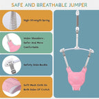 2 in 1 Baby Jumper with Toddler Swing, Baby Jumpers and Bouncers,Indoor Outdoor Toddler Swing Set（Pink）