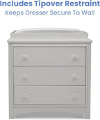 Delta Children Perry 3 Drawer Dresser with Changing Top and Interlocking Drawers, Moonstruck Grey