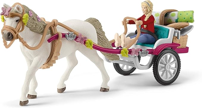 Schleich Horse Club - 32PC Horse and Carriage Picnic Playset - With Pony, Toy Dog, Action Figure and More - Interactive Play for Kids Ages 5+