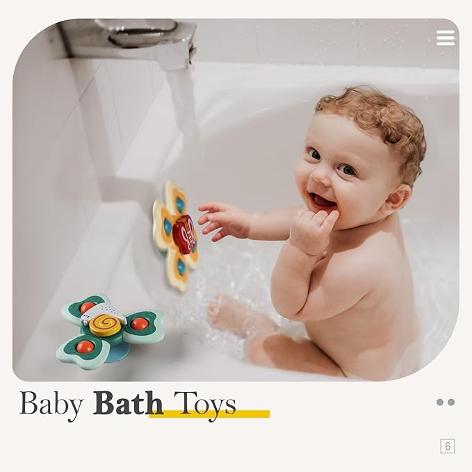 ALASOU 3PCS Suction Cup Spinner Toys for 1 Year Old Boy Girl|Spinning Top Infant Sensory Toys for Toddlers|1 2 Year Old Boy Christmas Birthday Gift|Baby Bath Toy Stocking Stuffers for Kids Ages 1-3