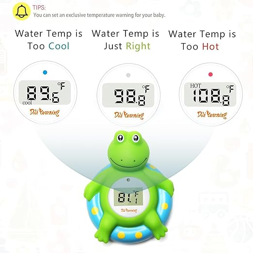 Doli Yearning Baby Bath Thermometer with Room Temperature| Fahrenheit and Celsius|Frog Lovely Shape|Kids' Bathroom Safety Products| Bath Toys…