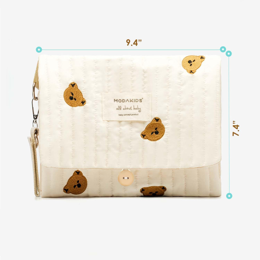 Baby Bag Organizer, Waterproof Mini Diaper Bag, Foldable Mom Travel Set, Diaper Organizer, with Gift for Baby Shower (Bear)