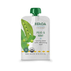 Kekoa Foods Peas & Mint Baby Food Purée | 100% USDA Certified-Organic Vegetarian Squeeze Pouch | Organic, Non-GMO, Gluten-Free, Vegan | Fiber & Protein Boosting First Food for Babies | 3.5 oz