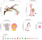 Animals Wall Decals for Girls Kids: Peel and Stick Elephant Giraffe Lion Monkey Wall Stickers - Baby Nursery Boys Room Girls Bedroom - Children Supplies Ages 1-12 Years Wall Decor Art