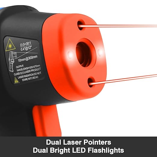 BTMETER BT-1500 Pyrometer 30:1 Industrial Laser Thermometer Gun, -58℉ to 2732℉ Non Contact High Temp Infrared Thermometer Digital IR Temperature Gauge Orange(NOT for Human Temp Test)