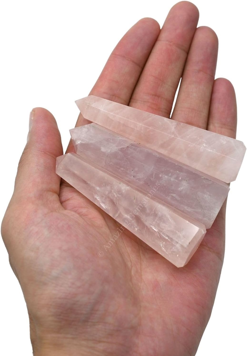 Amazing Gemstone Rose Quartz Crystal Towers - Natural Healing Crystal Point Obelisk for Reiki Healing and Crystal Grid (3 Inch)