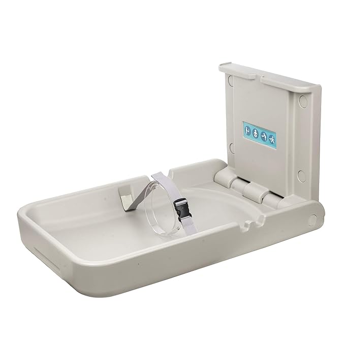 Baby Changing Diaper Station Wall-Mount: Vertical Baby Changing Table, Sturdy & Durable- with Safety Straps for Commercial Restrooms