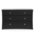 Storkcraft Crescent 6 Drawer Bedroom Dresser (Black) – GREENGUARD Gold Certified, Nursery Dresser for Kids Bedroom