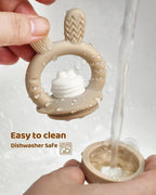 2 Packs Baby Fruit Feeder & Freezer Nibble Tray Combo, Push Pop Baby Food Feeder to Safely Introduce New Foods, Fresh & Frozen Food Silicone Feeder, 100% Food Grade, BPA Free (Caramel & Blue)