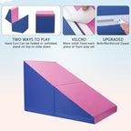 SURPCOS Crawl and Climb Foam Play Set, 6 Pcs Climbing Toys for Toddlers 1-3, Climb and Crawl Activity Playset, Soft Play Equipment Crawling and Sliding (Blue&Pink) 6 peices