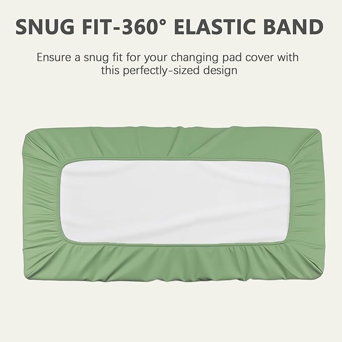 Vegan Leather Changing Pad Cover - 31"X 16" - Waterproof Wipeable, Extra Thick & Portable & Non-Slip Diaper Mat - Fits Standard Changing Tables for Baby Boy Girl (Green)