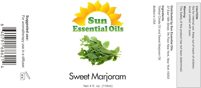 Sun Essential Oils 4oz - Marjoram (Sweet) Essential Oil - 4 Fluid Ounces