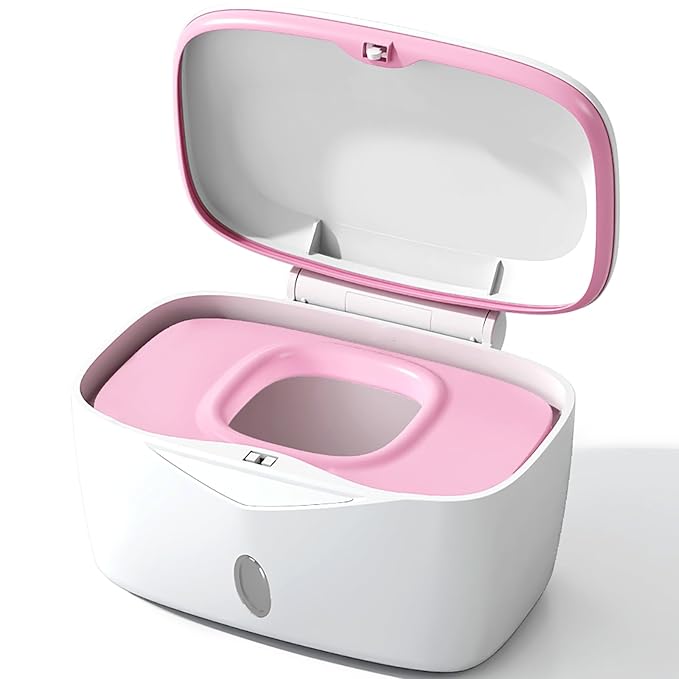 Wipes Dispenser with Weighted Plate, X2 PRO, Seposeve Perfect Pull Baby Wipe Holder, Refillable Wipe Container, Keeps Wipes Fresh, One-Handed Operation. Non-Slip, Easy Open/Close Wipes Case, Pink
