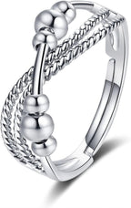 INFUSEU Funny Spinner Fidget Rings for Women Girls Anti Anxiety Stress Worry, Adjustable Size