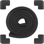 2 Pack L Shape Extra Thick Furniture Table Edge Protectors Foam Baby Safety Bumper Guard 16.4 Ft,Hearth Cushion,for Table, Fireplace, Countertop(with 8 Corners) (Black)