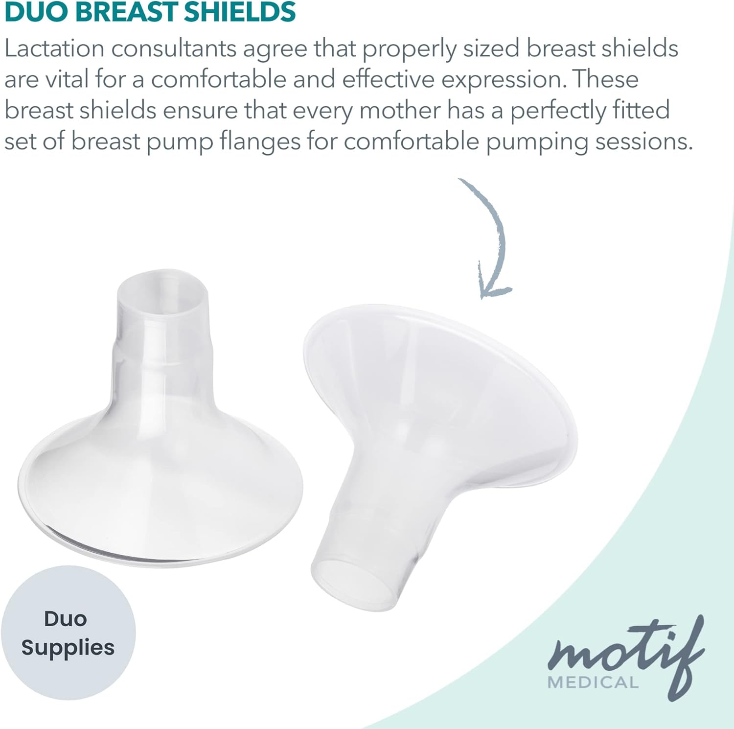 Motif Medical Duo Breast Pump Flange – Comfortable Breast Pump Flanges for Better Milk Flow & Pumping Ease - Ideal Breast Pump Flange Insert for Breastfeeding Moms (2 Shields, 32mm)