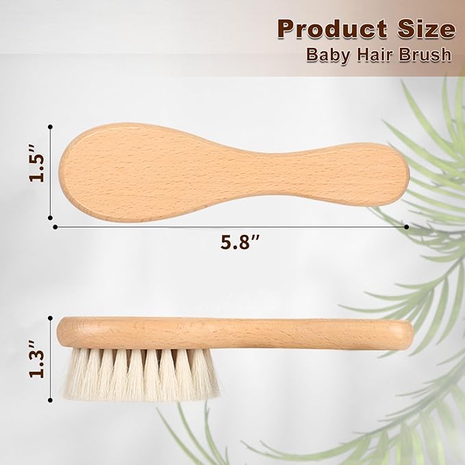 Baby Hair Brush, 2 Packs - Natural Wooden Brush with Premium Goat Bristle, Ideal for Newborns & Toddlers, Promotes Healthy Hair Growth, Prevents Scalp Irritation, Off-white