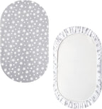 Bassinet Sheets Set 4 Pack for Baby Boy or Girl, Universal Fit for Oval, Hourglass and Rectangular Mattress, Grey