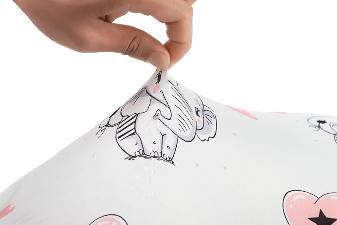 Nursing Pillow Cover Set 3 Pack Nursing Pillow Slipcovers for Moms Breastfeeding Moms, Ultra-Soft Stretchy Fit Standard Nursing Pillows Flamingo Elephant & Lion