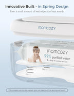 Momcozy Baby Wipe Warmer, Innovative Spring Design, Large Capacity Wipes Dispenser for 60-80pcs, Fast & Even Heating, 4 Modes of Temperature Heating Control, Diaper Wipe Warmer with Night Light, Blue