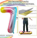 GOER Rainbow Foil Balloons Number 7,Huge Number Balloons for 7th Birthday Party Supplies Anniversary Decorations (3 pcs,42 inch,32 inch,16inch)