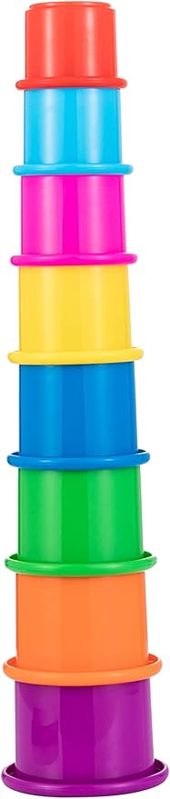 Colorful Stacking & Nesting Cups - 8 Cups Fun Color Learning Toy - Great Bath & Beach Toy for Baby Toddler & Kids - Preschool Game