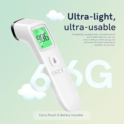 No-Touch Thermometer for Adults and Kids, Fast Accurate Digital Thermometer with Fever Alarm & Silent Mode, Easy-to-use, Forehead Thermometer for Babies, Kids & Elderly