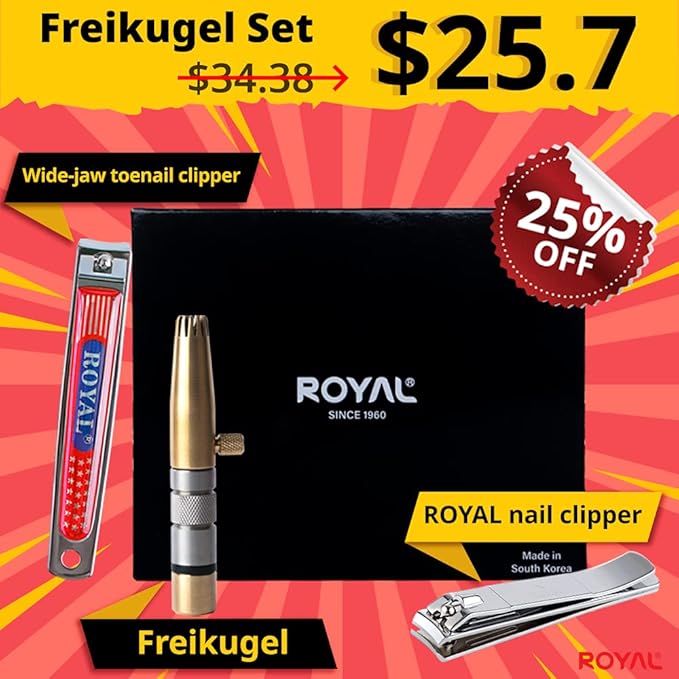 ROYAL [Made in Korea] NO Battery,3 Pcs Nose Hair Trimmer Set,Value Pack(Nose Hair Trimmer with 2 Nail Clippers) The Best Gift for Family, (Black&Brass)