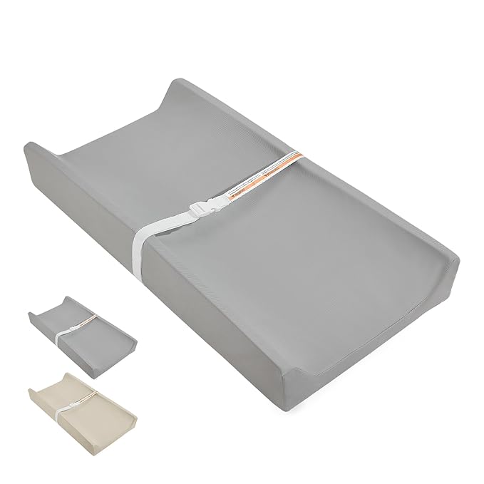 Baby Changing Pad, Waterproof & Wipeable Vegan Leather Diaper Changing Mat 31" x 16", Comfortable Soft Standard Size Infant Diaper Mat for Dresser and Table, Taupe (Grey)