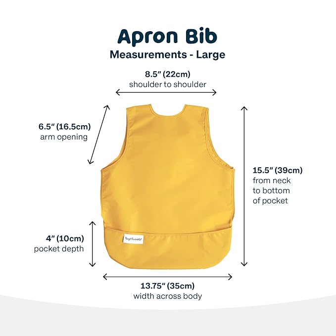 Tiny Twinkle Mess Proof Apron Bibs - 2 Pack Waterproof & Lightweight Baby Bibs for Led Weaning | 100% Recycled Polyester, Easy Clean & Machine Washable (Taupe Dandelion,Small 6-24 Months)