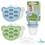 WAJIAYON Baby Breastmilk Popsicle Molds & Baby Fruit Feeder, Infant Food Freezer Tray Storage Containers, Silicone Teething Pacifier Feeder and Teether for Babies,Shower Gifts for Boys and Girls-Blue