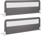HONEY JOY Bed Rail for Toddlers, 59-in Extra Long, Portable Safety Bed Guardrail w/Double Safety Child Lock, Foldable Baby Bed Rail Guard, Fit King & Queen Full Twin Size Bed Mattress (2 Pack, Gray)