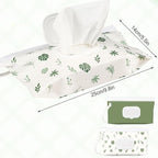 FEBSNOW 2 Pack Baby Wipes Dispenser Holder, Portable Refillable Baby Wet Wipes Pouch Container Reusable Travel Case for Outdoor Hiking, Green Leaves
