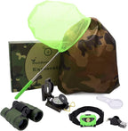 Kids Outdoor Adventure Set :Educational Children’s Toys Binoculars, LED Headlamp Flashlight, Compass, Magnifying Glass Whistle Butterfly Net & Backpack(Camo Color) for Boys