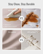 Blissful Diary Vegan Leather Baby Play Mat, 47x47 Thicken Foam Cushioned & Waterproof Playpen Mat for Infants and Toddlers, Stylish and Just Wipe-Clean Playmat for Baby Play on Floor, Taupe