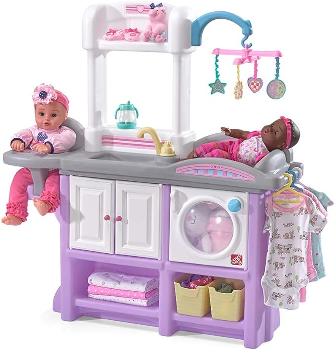 Step2 Love & Care Deluxe Baby Doll Nursery Playset for Kids, Combined Kitchen and Changing Station, Includes Toy Accessories, Easy to Assemble, Toddlers Ages 2 - 6 Years Old, Lavender