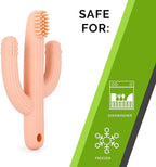 Cactus Teether, Baby Teething Toys for Babies, Self-Soothing Pain Relief Soft Baby Toothbrush for Babies, Toddlers, Infants, Boy and Girl, Natural Organic BPA Free(Peachy)