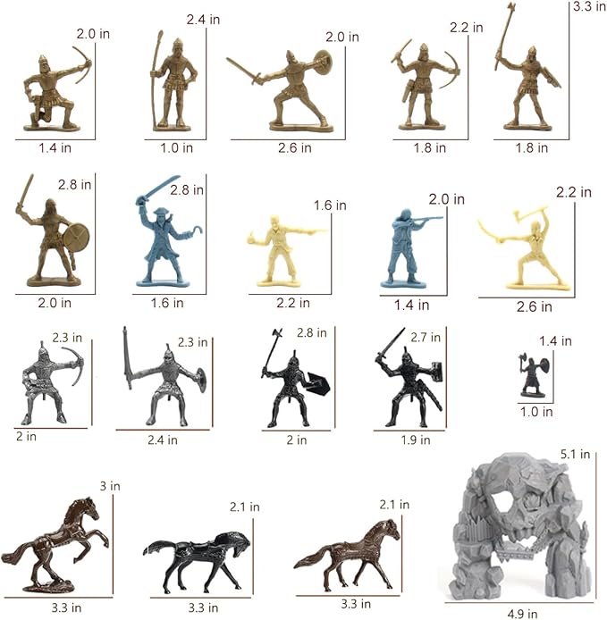 Medieval Castle Knight Toy Soldier Figures Army Men Toys, The Medieval Times Middle Ages DIY Castle Building Toy Piracy Knight Action Figurines with with 20 Piracies, 12 Soldiers, 8 Cavalry