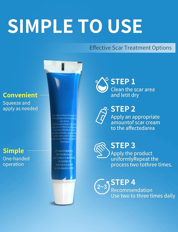 Silicone Scar Gel, Advanced Scar Cream treating for New and Old Scars, Surgical Scars, Burn Scars, Stretch Marks, Acne Scars, Dark markings, Keloid Removal 0.70 oz (2tube)