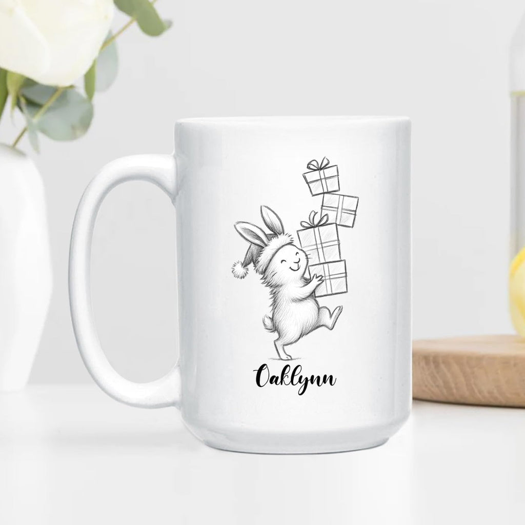 Rabbit Animal Coffee Cup Gift For Men Women Kids Children, Personalized Rabbit Lover Accent Teacup, Cute Rabbits White Coffee Mug 11 Oz 15 Oz, Custom Name Animal Rabbits Travel Mug Gift For Birthday