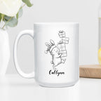 Rabbit Animal Coffee Cup Gift For Men Women Kids Children, Personalized Rabbit Lover Accent Teacup, Cute Rabbits White Coffee Mug 11 Oz 15 Oz, Custom Name Animal Rabbits Travel Mug Gift For Birthday