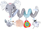 Jollybaby Baby Car Seat Stroller Toys, Plush Activity Hanging Spiral Activity Pram Crib with Music Box, Rattles, Squeaker for Babies Infant Boys Girls (SZ Gray Elephant)