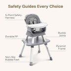 HARPPA 6 in 1 Baby High Chair, Convertible Infant Feeding Chair for Babies & Toddlers Table, Dining Booster Seat with Removable Tray, Grey